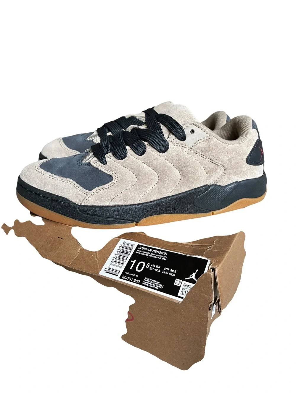 Jordan Session Athletic Lace-Up Low Top Khaki/Anthracite/Gum Sz 10.5 men NEW
